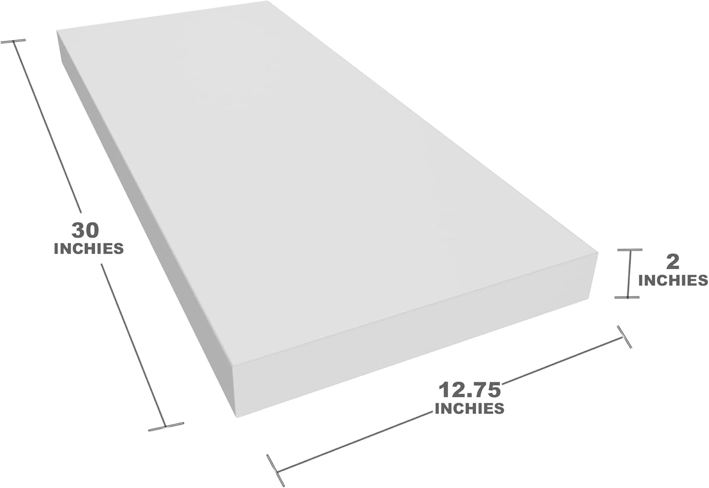 Floating Shelf, Set of 1 Wall Shelf, 30 in W x 12.75 in D x 2 in H Wooden Floating Wall Shelf with Invisible Brackets for Living Room/Bedroom/Bathroom/Kitchen Storage and Decor, White