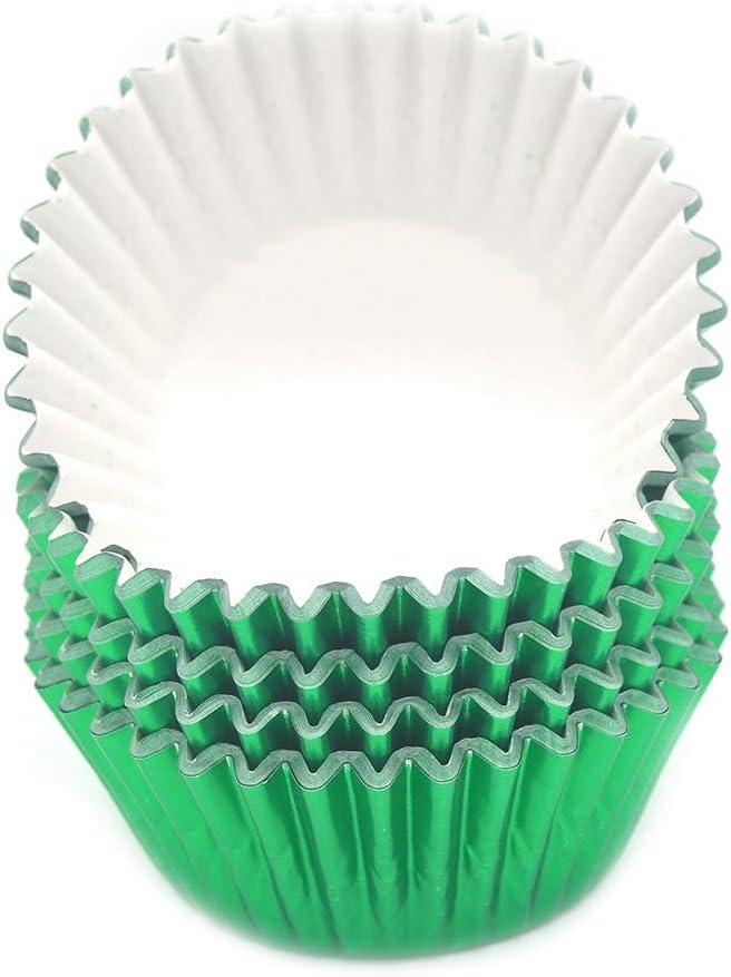 Standard Green Foil Cupcake Liners Muffin Baking Cups for Party and More, 100-Count