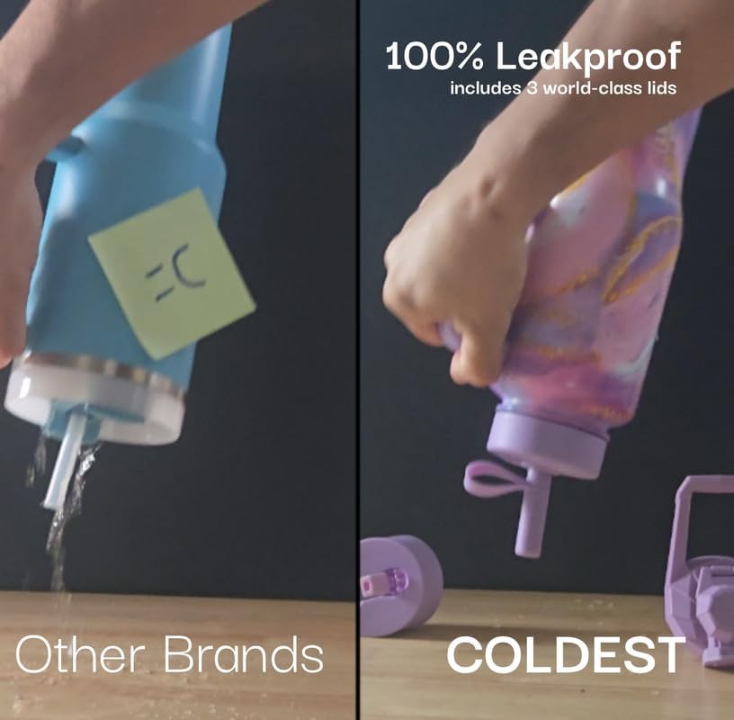 Coldest 40 oz Tumbler with Handle and Straw - 100% Leak Proof Insulated Tumbler with Lid and Straw (3 Lids) - Stainless Steel Tumblers for Women & Men - Cup Holder Friendly Base, 46 oz (Zen)