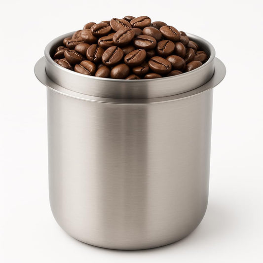 Espresso Dosing Cup Sturdy Stainless Steel Coffee Making Dosing Cup, 150ml 58mm Universal Inverted Coffee Powder Cup for Coffee Machine, 2.7x2.3x2.9in Espresso Cup Release Hand Kit (Silver)