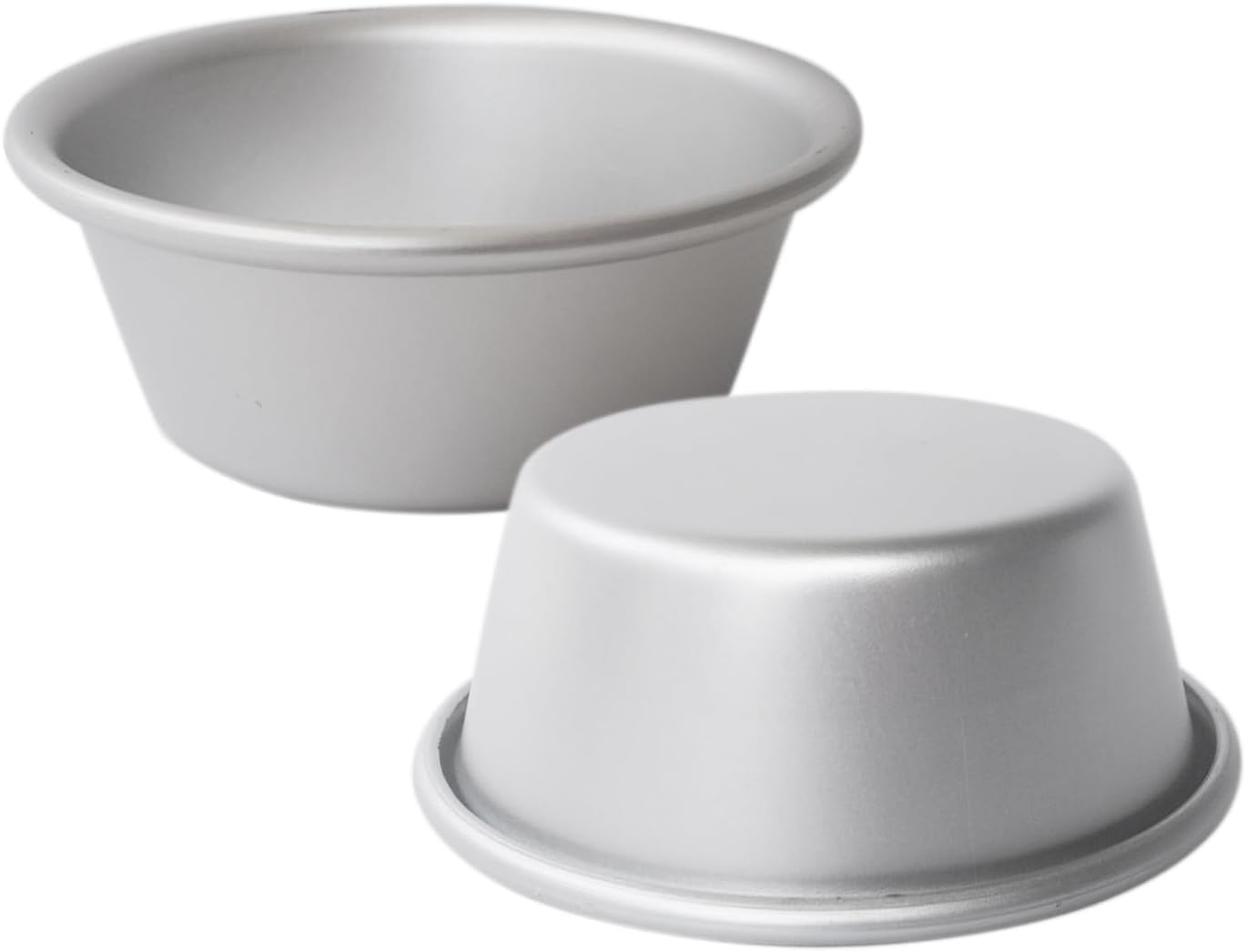 Aluminum Alloy Tart Pan, 3 Inch Cute Flan Mold, 10 Pieces Egg Tart Molds for Baking Pastel de Nata, Pie, Tartlet, Popover - Silver Tin