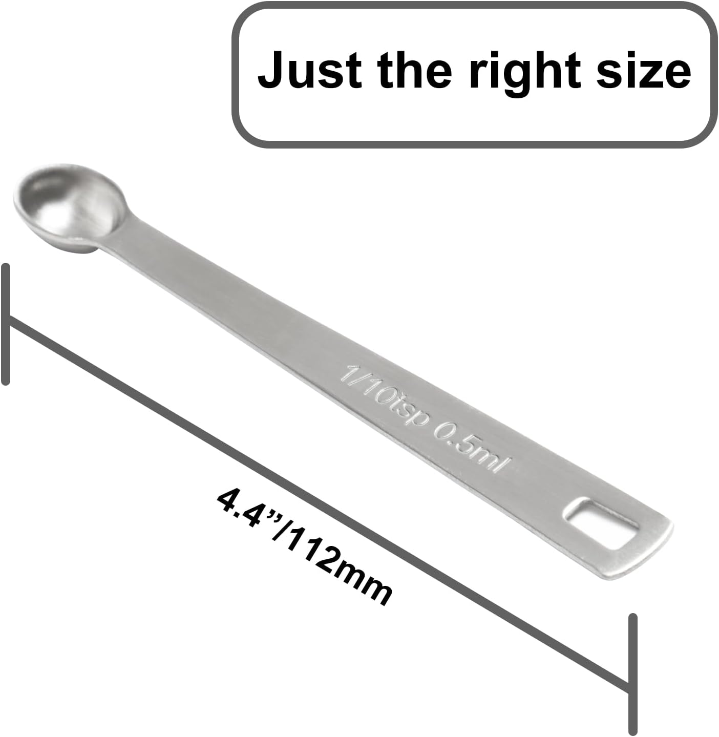 1PCS 1/10 Teaspoon(1/10tsp, 0.5ml) Single Tiny Measuring Spoon, Small Individual Stainless Steel Measure Spoons Only