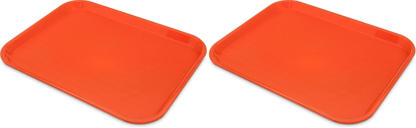 CFS CT141824 Café Standard Cafeteria / Fast Food Tray, 14" x 18", Orange (Pack of 2)