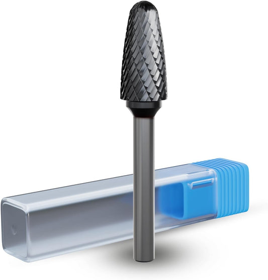 CATITO Arc Cylinder With Ball Top Die Grinder Bit, Cut Carbide Rotary Burr for Steel, Wood and Metal Working, Engraving, polishing and Cleaning