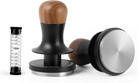 Espresso Tamper 53.35mm-3 Spring Loaded Coffee Tamper-15lb / 30lbs Replacement Springs Calibrated Tamper with Sound Feedback-MHW-3BOMBER Flat Base Tamper-Fits for 54mm Portafilter Basket T6183T-OS