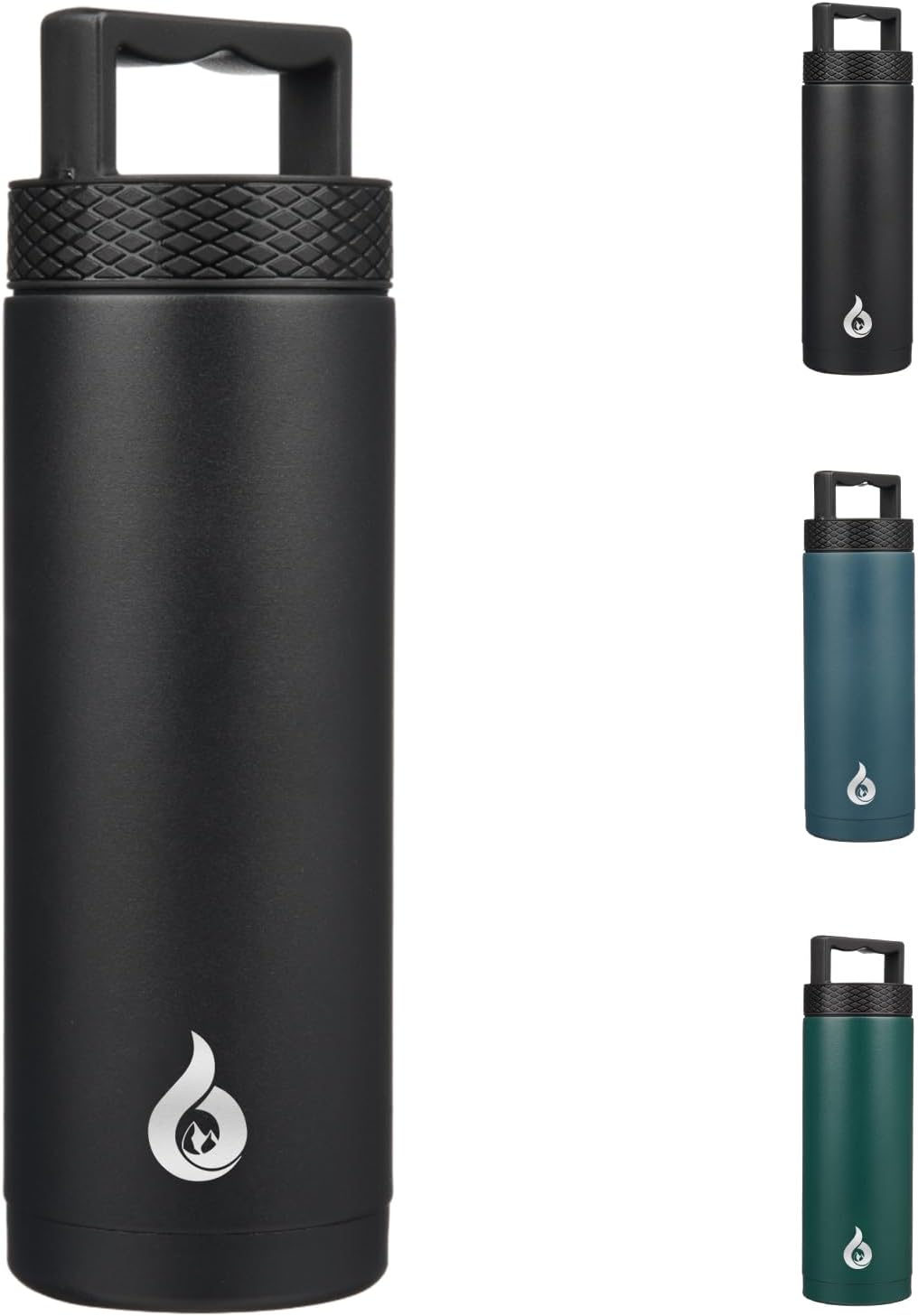 BJPKPK Insulated Water Bottles, Dishwasher Safe 18 oz Water Bottle with Handle, Leakproof BPA Free Water Jug, Stainless Steel Thermos for Sports, Black