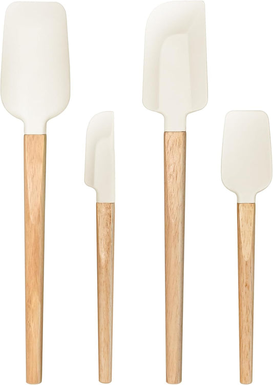 4 Piece Silicone Spatula Set - Food Grade Rubber Spatulas, Nonstick Spoonula & Jar Scraper for Cooking, Baking, Mixing, Frosting - Heat Resistant Up to 600°F, Dishwasher Safe