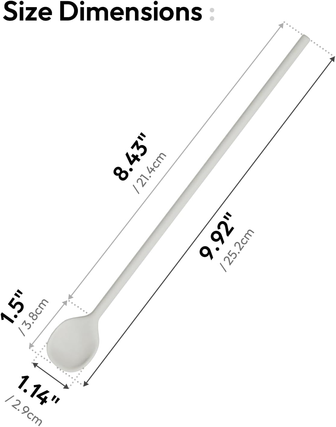 carrotez 9.9" Silicone coffee stirrer, Long Coffee Spoon, Reusable Iced Tea Spoon, Multipurpose Beverage Stirring Spoon - Ivory