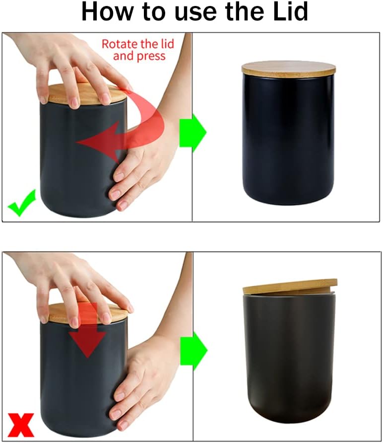 Ceramics Food Storage Jar Canister with Airtight Seal Bamboo Lid, Simple Style Kitchen Canister for Food Storage, Store Coffee, Sugar, Tea, Spices and More (White (27.05oz/800ml))