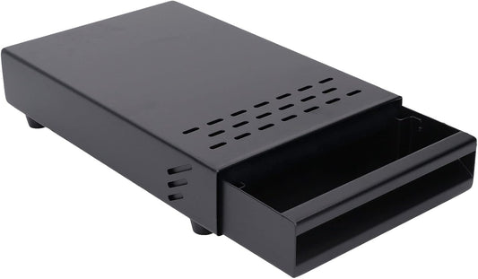 Coffee Knock Box Drawer, Stainless Steel Espresso Knock Box with Six Non Slip Feet, Removable Rubber Lever, Coffee Ground Container, for Household Shop (Black)