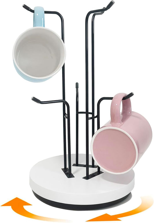 360° Rotated Mug Holder Tree, Coffee Cup Holder with 6 Hooks