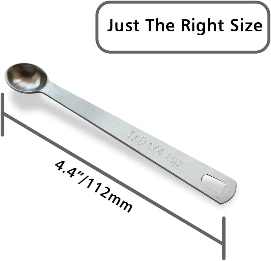 5PCS 1/4 Teaspoon(1/4tsp, 1.25 ml, Tad) Single Tiny Measuring Spoon, Small Individual Stainless Steel Measure Spoons Only
