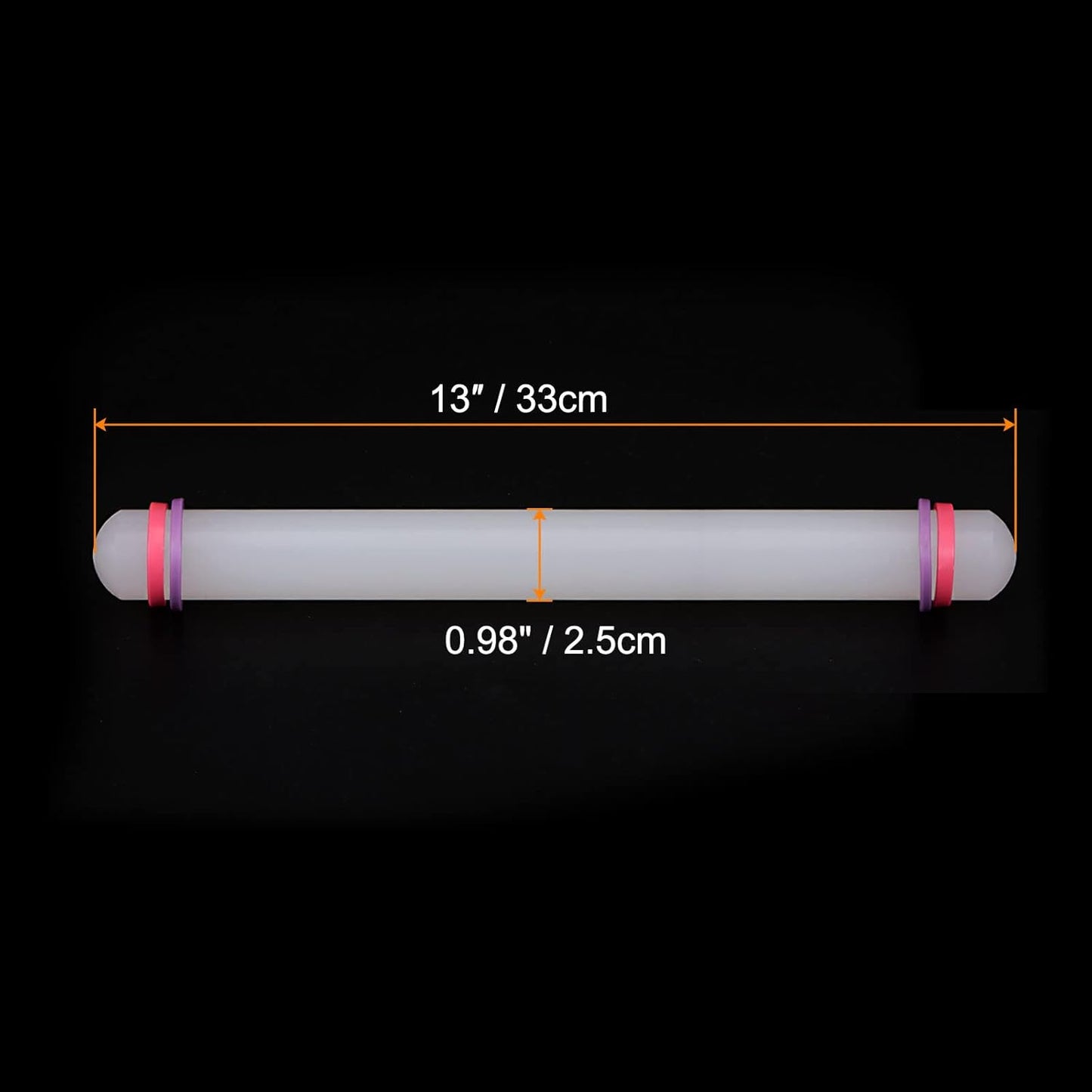 HARFINGTON Fondant Rolling Pin 13 Inch x 0.98 Inch Adjustable Guide Rings Non-Stick PP Plastic Fondant Roller Dough Roller Kitchen Decorating Tools for Cookie Pastry Pizza Clay