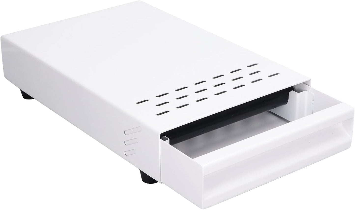 Coffee Knock Box, Thick Stainless Steel Plate Coffee Ground Knock Container Detachable Drawer Type Coffee Powder Box Non Slip Feet Design Knock Box Drawer (White)