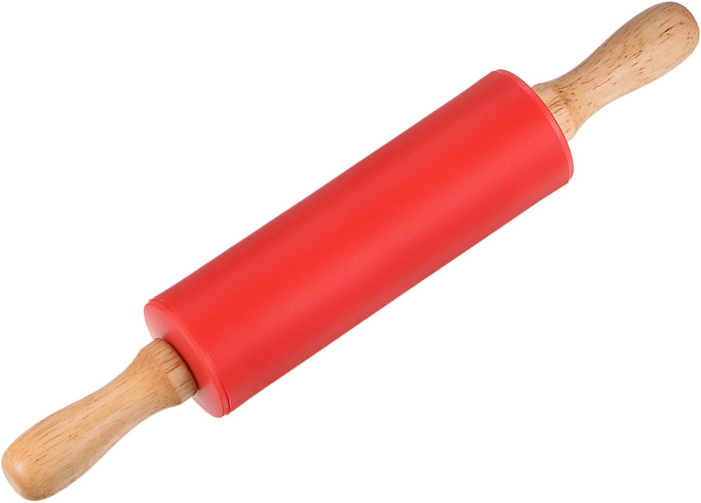 HARFINGTON Silicone Rolling Pins for Baking 12 Inch Wooden Handle Non Stick Rolling Pin Small Roller Playdough Rolling Pins for Dough Pizza Pastry Fondant Kitchen, Red