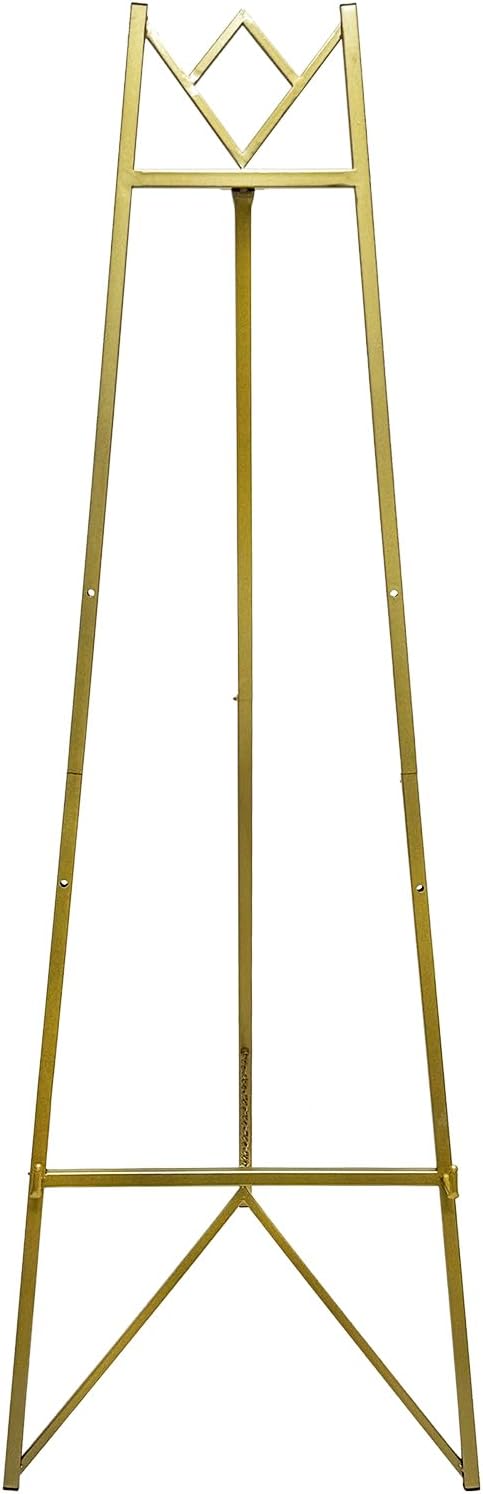 58 Inch Iron Adjustable Arts & Crafts Easels,Metal Easel Stand with Chain Support for Mirror,Floor Easels for Display Wedding Sign(Gold)