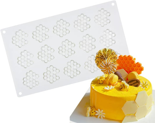 Embossing Lace Fondant Mold, Honeycomb Bee Silicone Moldsand Bee Lace Fondant Molds for Cupcake Cake Decorating Sugar Chocolate Candy Baking Mold