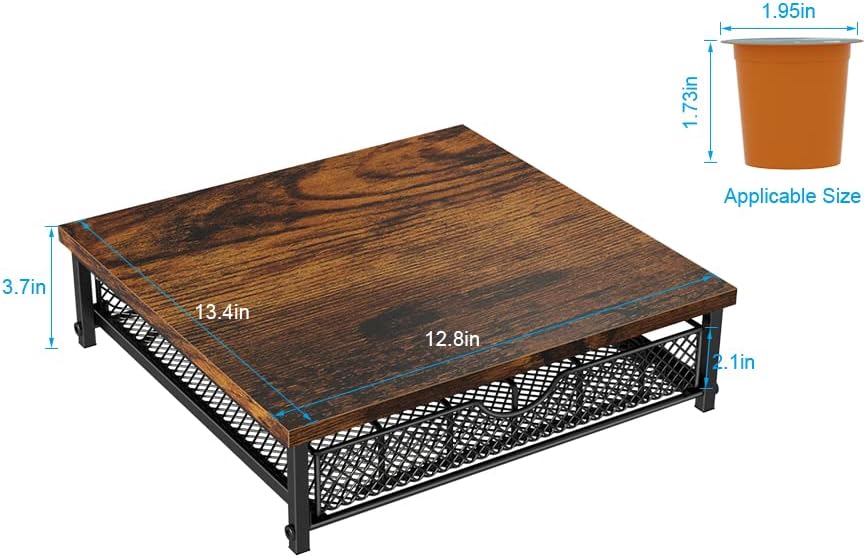 Coffee Pod Drawer Holder for K Pod Coffee Pods Holder for Counter 36 Capacity Pods Storage Organizer for Coffee Capsule Storage with Sliding Baskets for Coffee Station Black