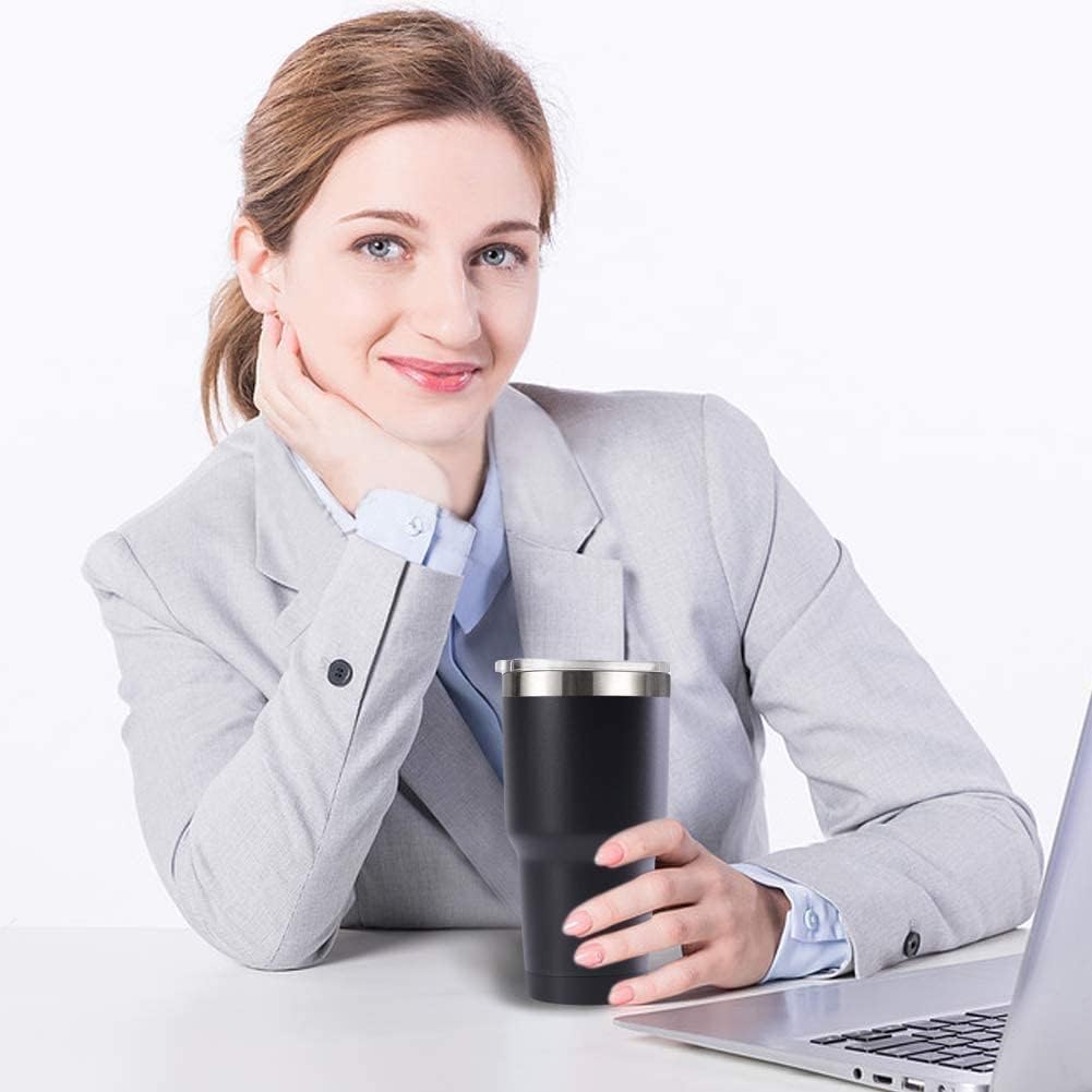30oz Stainless Steel Travel Mug with Lid, 6 Pack Double Wall Vacuum Insulated Bulk Tumbler, Powder Coated Coffee Cup Suitable for Vehicle Cup Holders(Black)