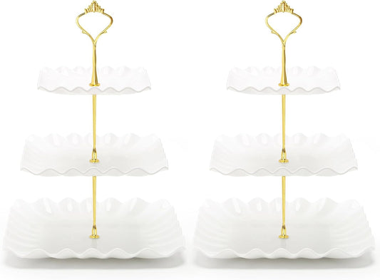 Coitak Plastic Cupcake Stands, 3 Tier Cupcake Stand, Dessert Tower Tray for Tea Party, Baby Shower and Wedding (2 Pack)