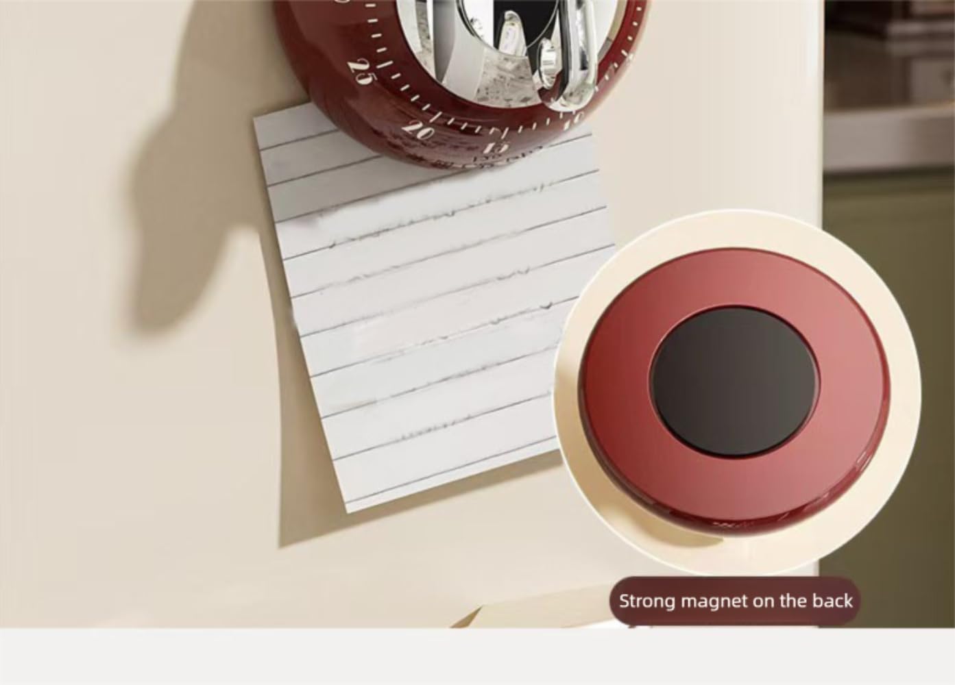 Kitchen Timers for Cooking, 100% Mechanical Cooking Timer，No Batteries Required，Magnetic Back. (Cream)