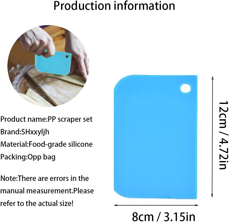 Plastic Scraper Tool Set,Bread Dough Scraper Dough Cutter,Flexible Plastic Bench Scraper For Baking,12 Pcs Cake Scraper Smoother(Blue).