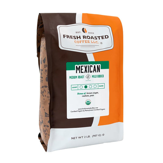 Fresh Roasted Coffee, Organic Mexican | Mold & Myco 3rd Party Tested, USDA Organic, Kosher | Medium Roast 2 lb (32 oz) Ground