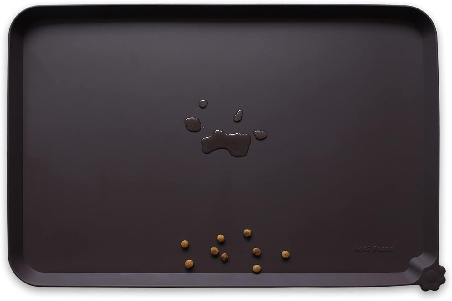Hoki Found L Silicone Non Slip Pet Dog Cat Bowl Mats - Waterproof Dog Cat Food Mats - Dark Oak