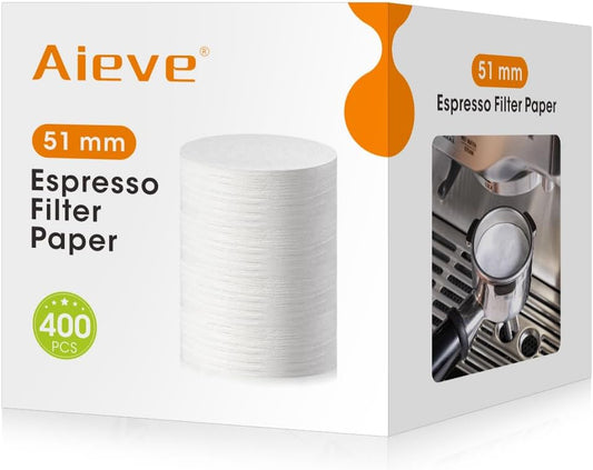 Aieve Espresso Paper Filter Compatible with Breville Barista Espresso Coffee Maker, 400 Pcs 51 mm Espresso Filter Puck Screen Portafilter Paper