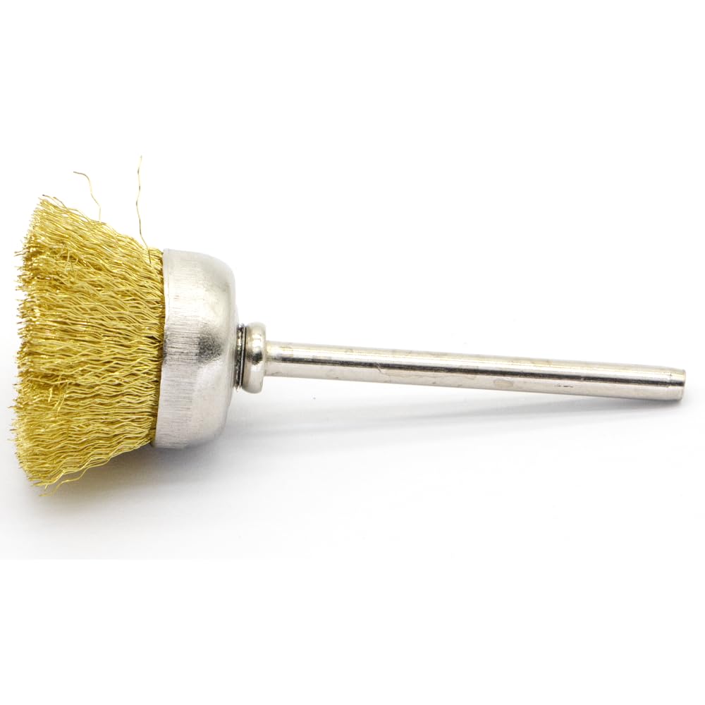 20PCS Brass Wire Brushes - Metal Rust Removal, Cleaning, and Polishing - 25mm Diameter, 1/8″ (3mm) Shaft - Removes Burrs, Dust, and Oxide Layer - Handles Rough Surfaces - Rotary Tool Accessories