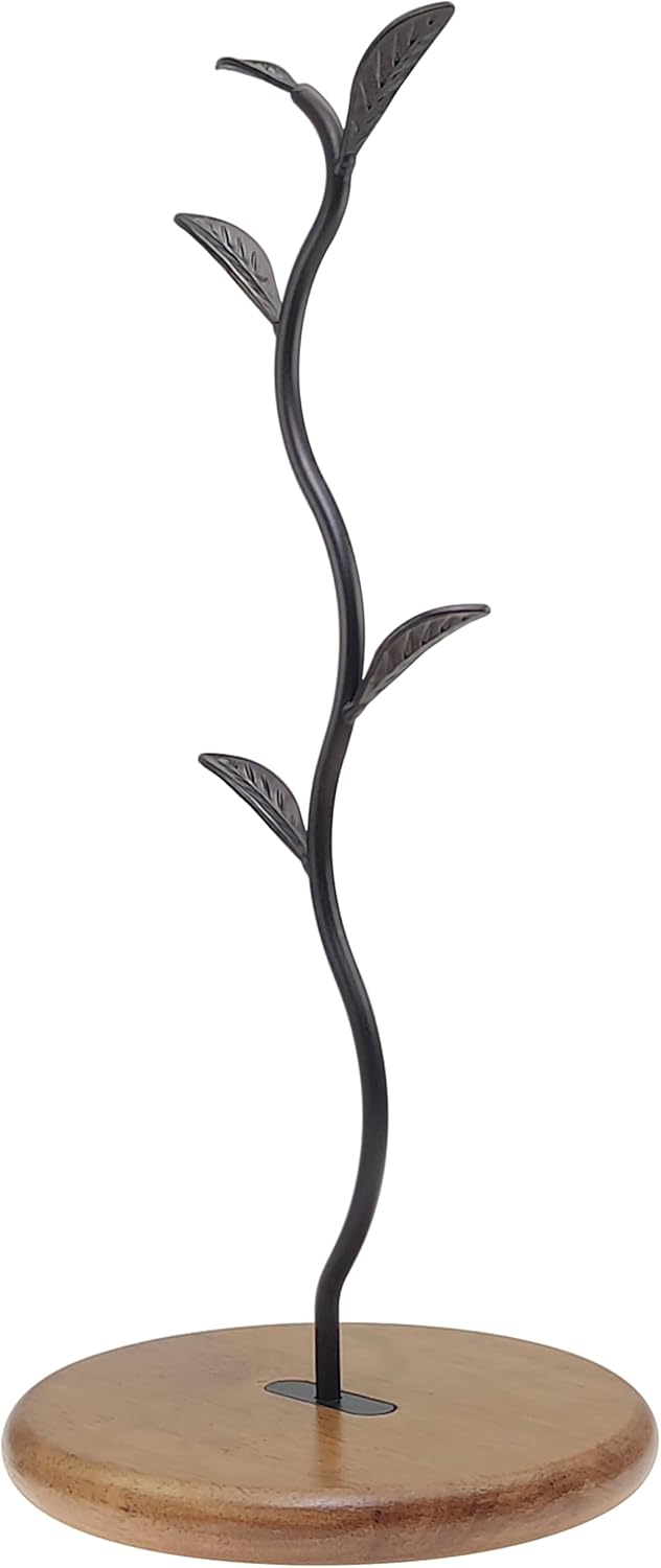 Coffee Mug Holder Tree Rack for Counter,Leaf Shaped Tea Cup Mug Holder Stand for Countertop,Perfect Coffee Bar Accessory & Kitchen Home Organizer Black