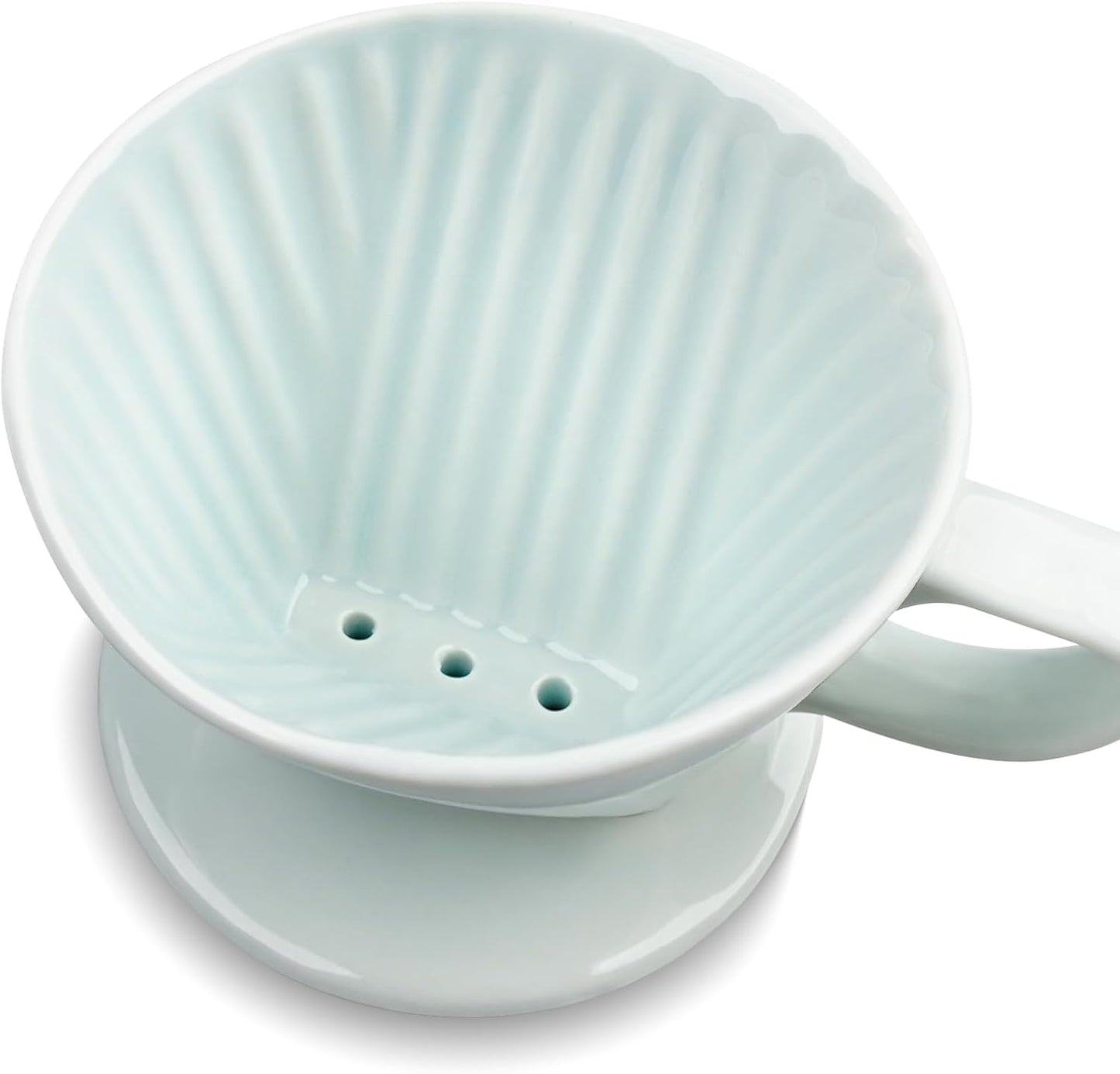 Handmade Pour Over Ceramic Coffee Dripper - Authentic Brewing Experience for Camping, Office, and Home (Green)