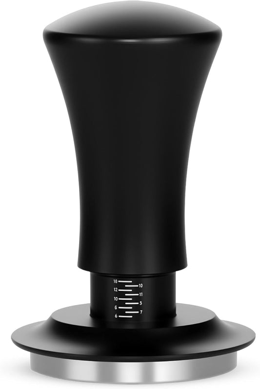 CASABREWS Black Espresso Coffee Tamper 51mm – Heavy-Duty 30lb Calibrated Tamper with Flat Stainless Steel Base, Spring Mechanism for Even Pressure, Compatible with 51mm Portafilter