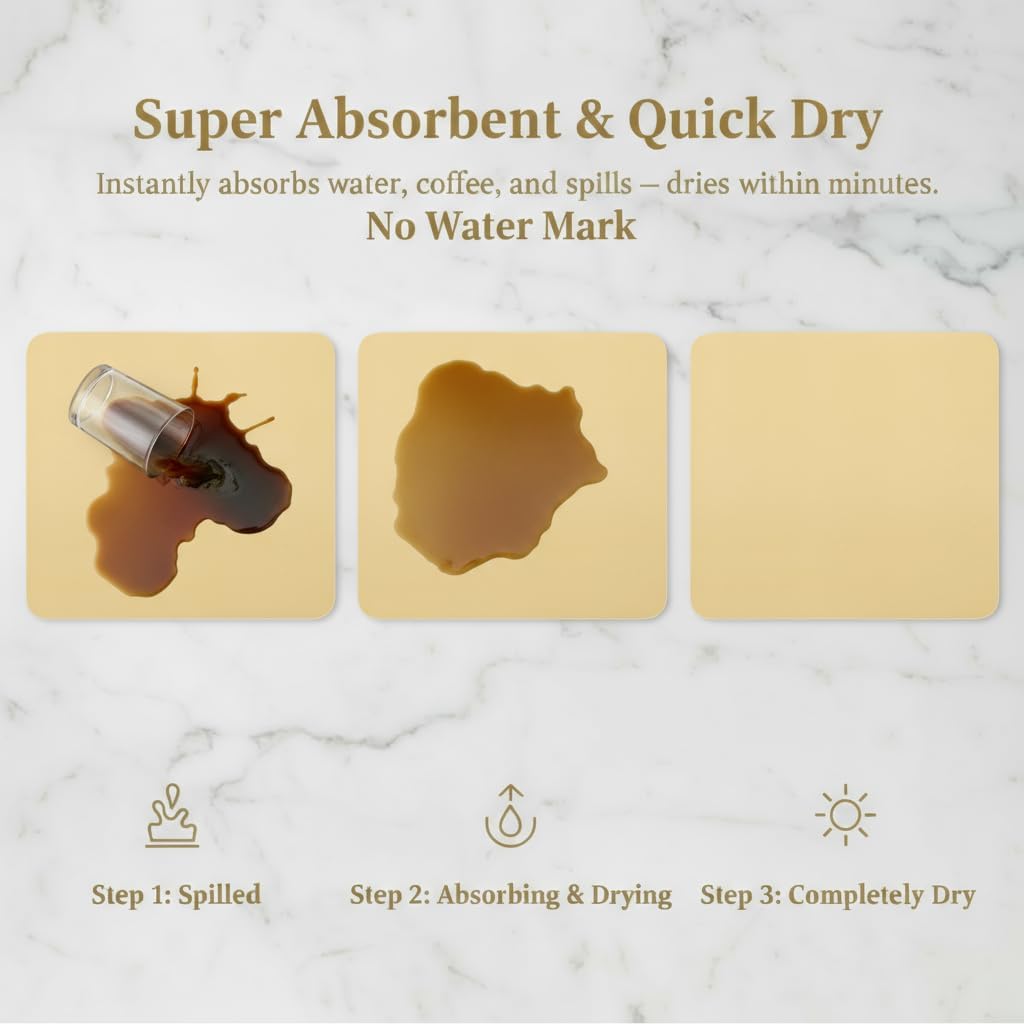 Dish Drying Mat Super Absorbent – 16" x 18" Coffee Mat for Countertops – Non-Slip Drying Mat for Kitchen Counter – Easy to Clean Water Absorbent Mat – Large Dish Drying Mats (Butter Yellow)