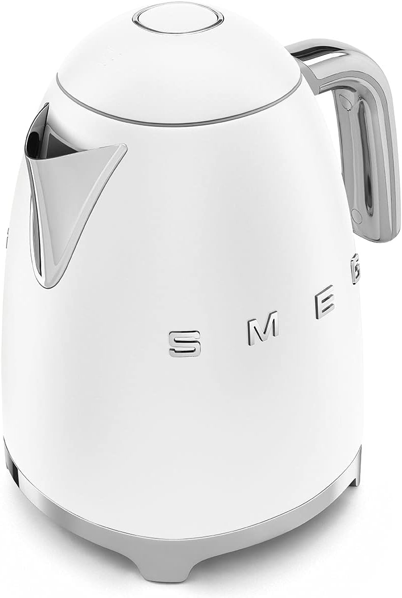 SMEG 50's Retro Style 7 Cup Electric Water Kettle with Automatic Shutoff, Removable Base, and Water Indicator, KLF03WHUS, White