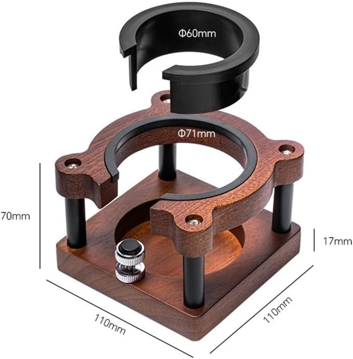 Adjustable Wooden Espresso Tamping Station, Coffee Tamper Base Portafilter Holder Compact Tamping Station Sapele Wood Coffee Portafilters Stand Base (A)