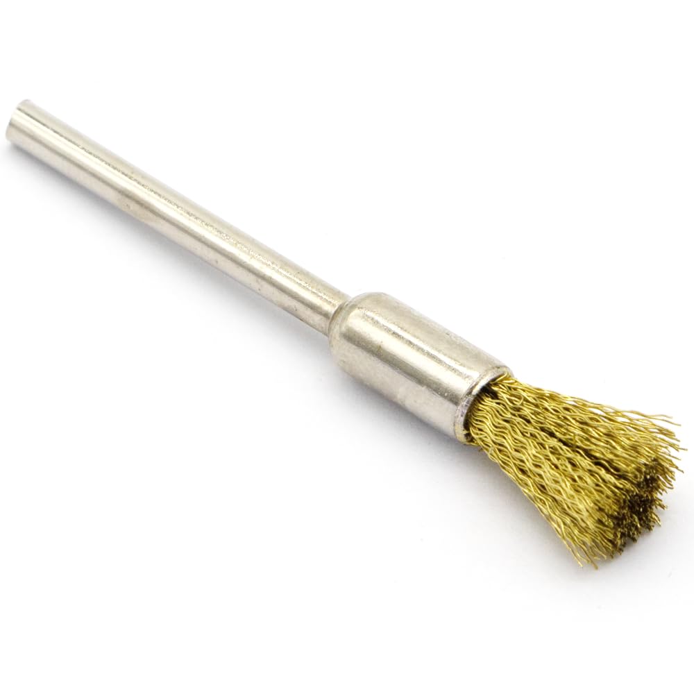 20PCS Brass Wire Brushes - Metal Rust Removal, Cleaning, and Polishing - 6mm Diameter, 1/8″ (3mm) Shaft - Removes Burrs, Dust, and Oxide Layer - Handles Rough Surfaces - Rotary Tool Accessories