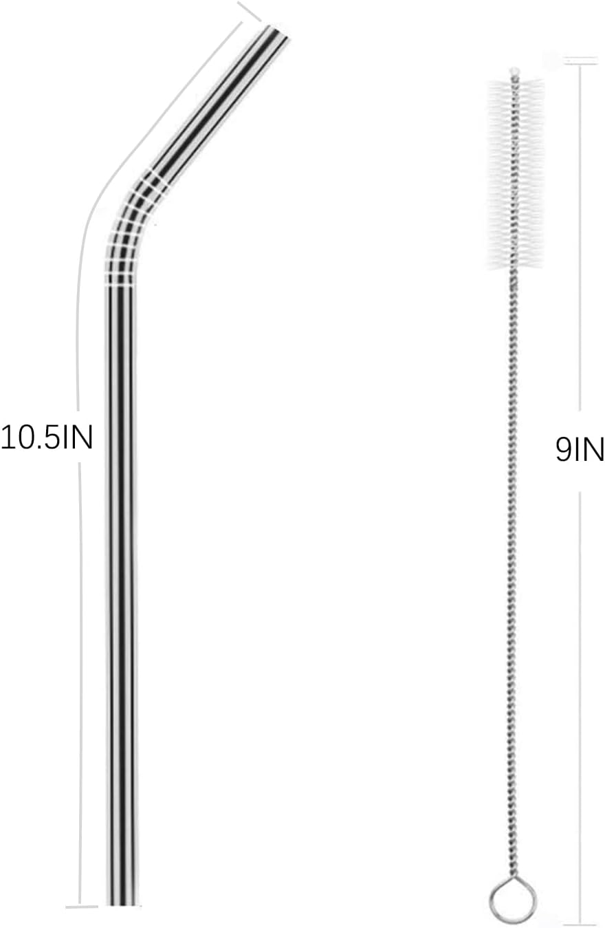 25 Piece Set Stainless Steel Straws Ultra Long 10.5 Inch Drinking Metal Straws Reusable Drinking Straws for 20 30 OZ (20 Bent| 5 Brushes)