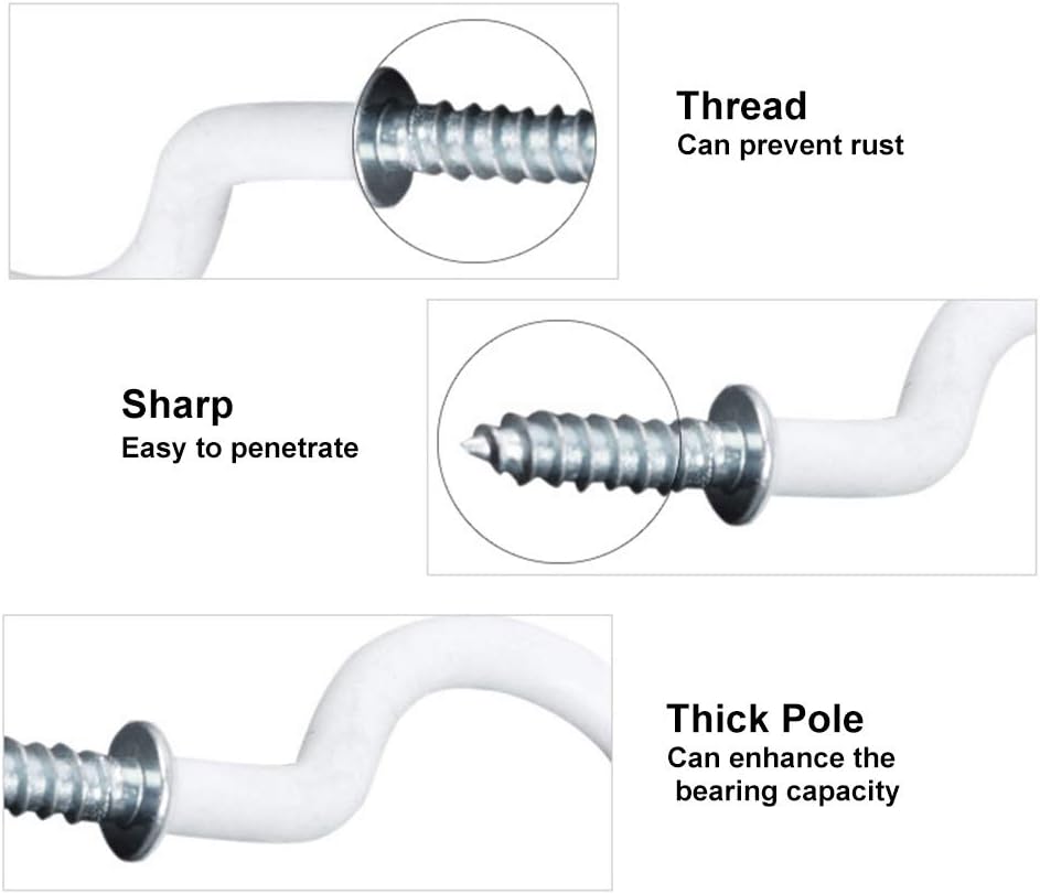 24 Pack Ceiling Hooks for Hanging Plants - 2.2 inches Heavy Duty, Hanging Hooks for Christmas Lights, Cups, Decors - Black Vinyl Coated Screw in Plant Hanger Hook Indoor and Outdoor