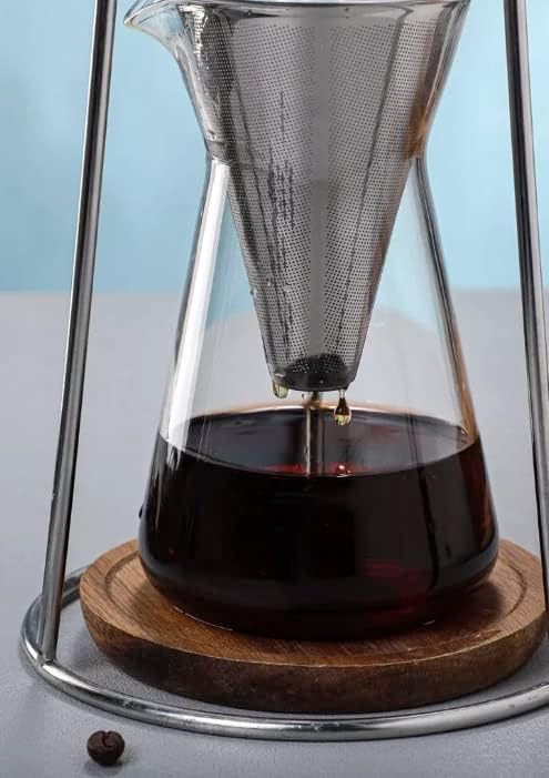 Nispira Iced Coffee Cold Brew Drip Coffee Maker Stainless Steal, 400mL, Borosilicate Glass