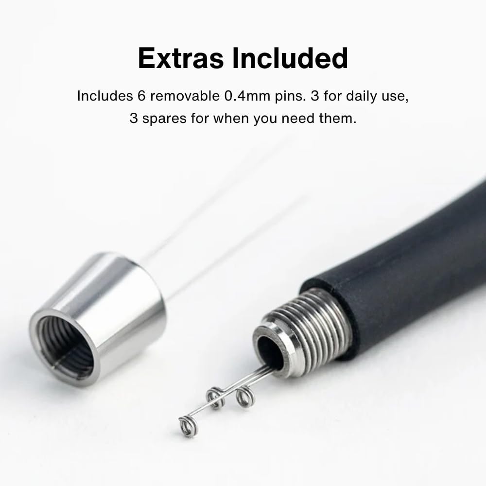 Crema Coffee Products Weiss Distribution Technique (WDT) Tool | Even Coffee Ground Distribution for Better Extraction | Stainless Steel with Silicone Grip | Includes 6 Pins & Storage Vault | White