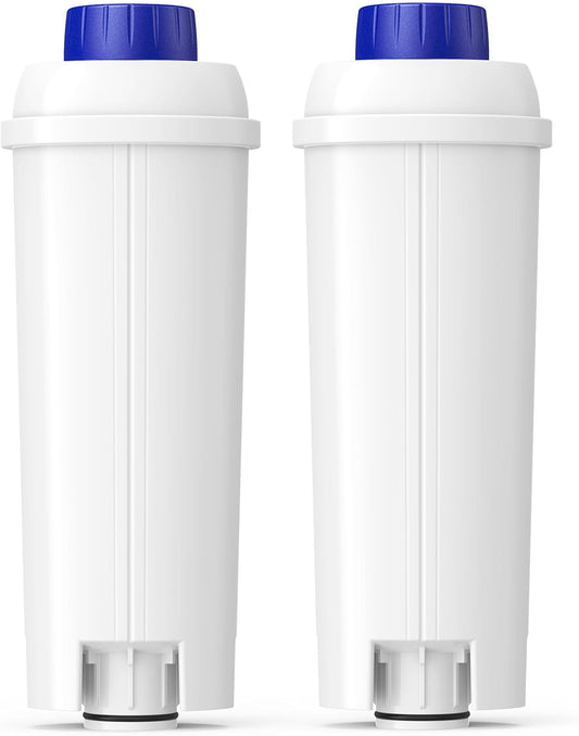 DLSC002 Water Filter Replacement Compatible With Delonghi Coffee Machine Filter Activated Carbon Softener For De'longhi Magnifica evo, Dinamica, Eletta, ECAM, ESAM, ETAM, Bco410/420, Ec680/800, 2 Pack