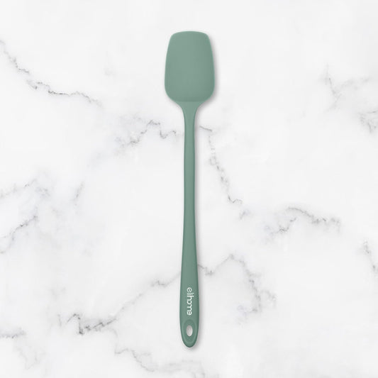 Elihome Skinny Silicone Spoonula - Non-Stick Heat Resistant Silicone Scraper Spatula for Mixing, Serving, Scraping, Stirring, and More - 11 Inch, Sage Green