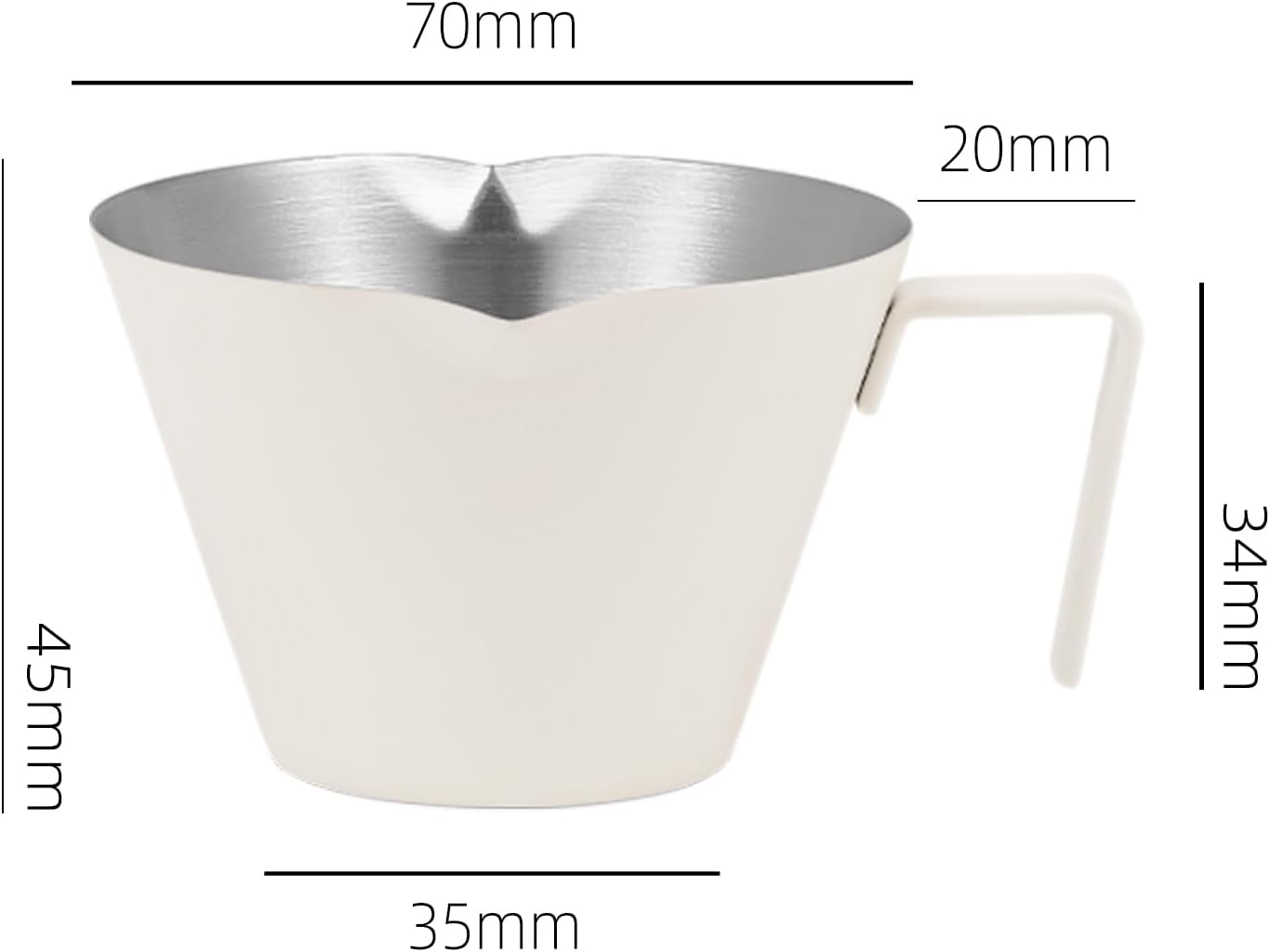 MHW-3BOMBER Espresso Measuring Cups, Double Spouts Stainless Steel Espresso Pour Cup, Espresso Shot Cups with Handle Scale, Metal Measuring Cups with V-Shaped Mouth, 3.4OZ/100ML Silver G5146BL-OS