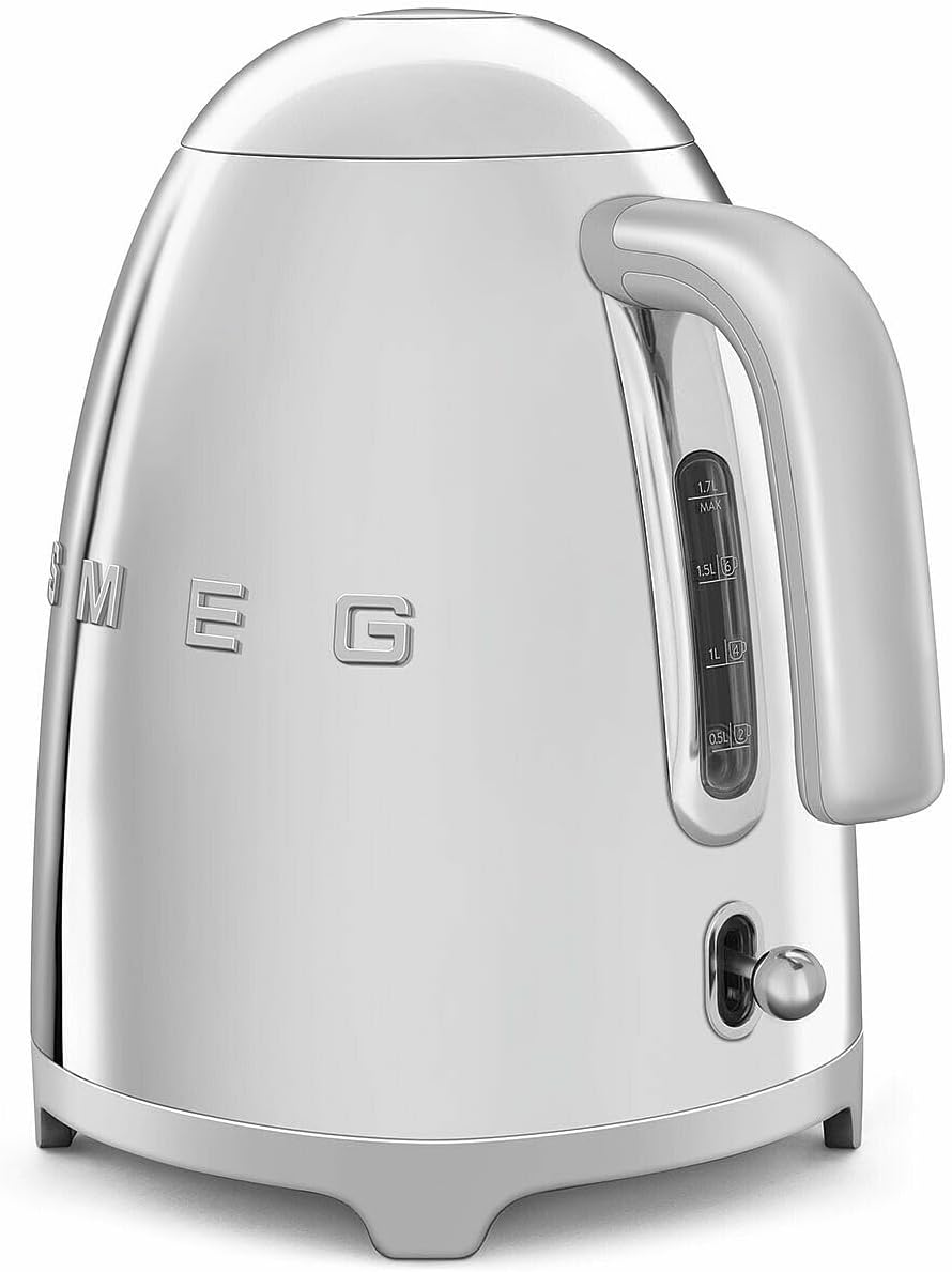 SMEG 50's Retro Style Electric Water Kettle with Automatic Shutoff, Removable Base, and Water Indicator, KLF03SSUS, Polished Stainless Steel