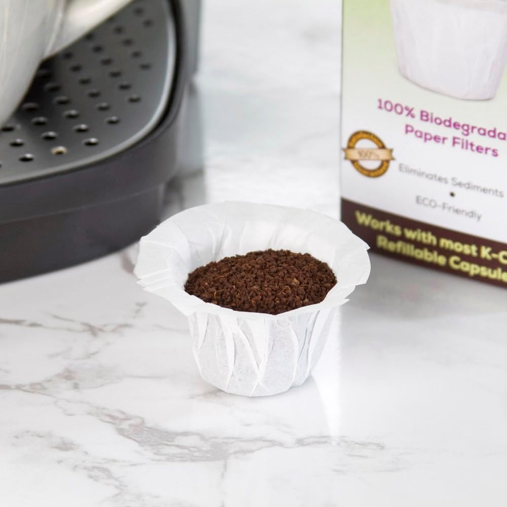 Cafe Filters Paper Liners for Reusable K Cup Coffee Pods by Perfect Pod - Fits All Brands, Compatible With All Refillable Capsules - Disposable Paper Filters (400-Ct)