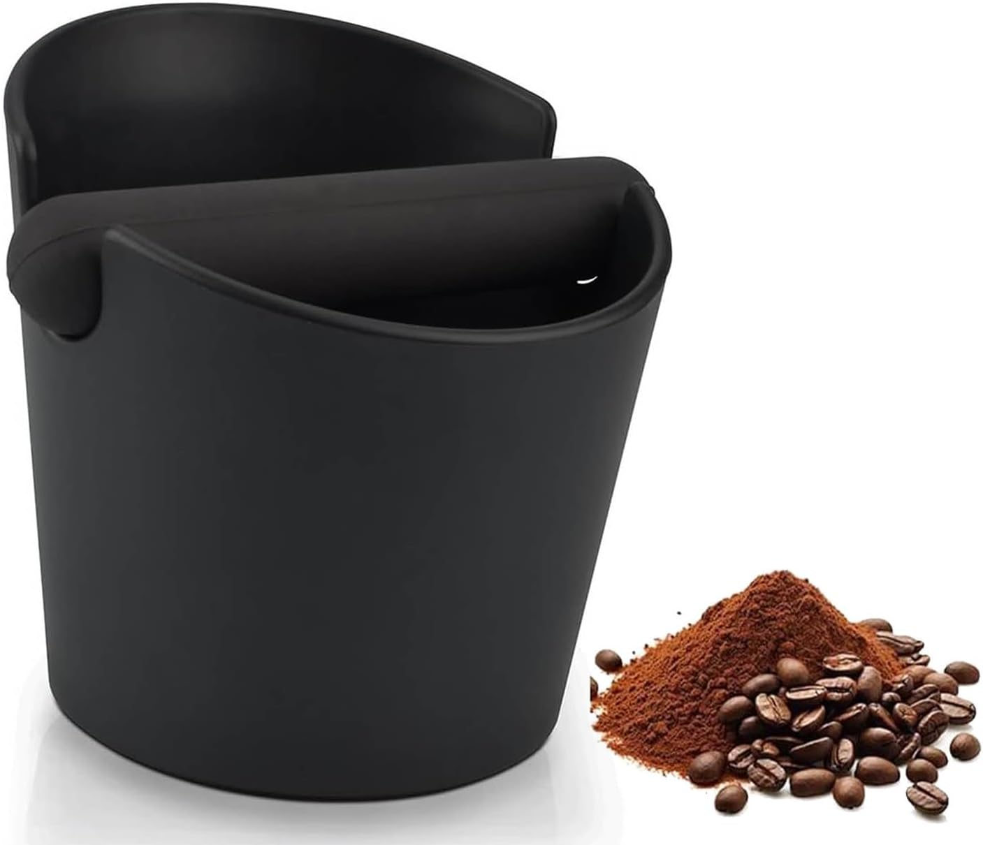 5 Inch Coffee Knock Box Shock-Absorbent Durable Barista Style Knock Box With Removable Knock Bar and Non-Slip Base Gift (S-Black)