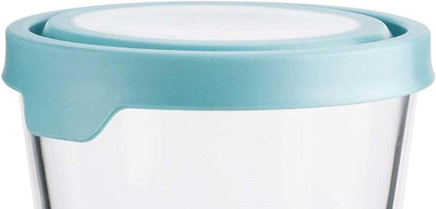 Anchor Hocking Trueseal Glass Food Storage Container with Airtight Lid, 7 Cup Tall, Mineral Blue