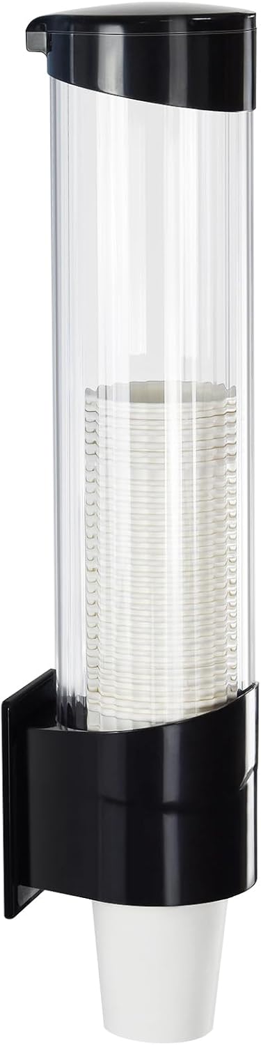 Cup Dispenser Water Dispenser Cup Holder Pull Type Paper Automatic Remover 7oz - 12oz Cone or Flat Bottom Cups for Home Office Hospital (Black, Large)