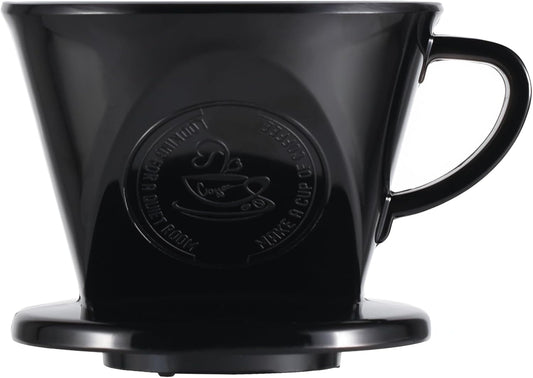 Melamine Pour Over Coffee Maker with 3 Drip Holes, Pour Over Coffee Dripper For Camping, Home, Café, Size 02 (Black)